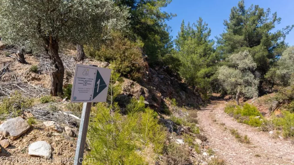 The path which leads to Tzines cave in Thassos between Limenaria and Skala Kallirachi