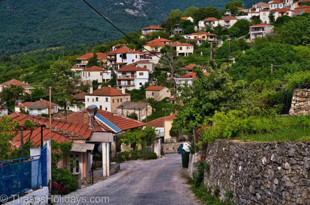 Rachoni Thassos view from the streets as you aproach it