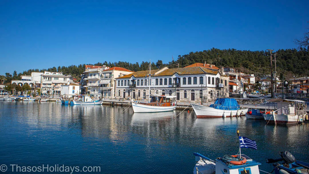 The old port of Limenas Thassos that is now a place full of fishing boats